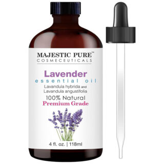 Majestic Pure Lavender Essential Oil – 100% Pure, 4oz with Dropper for Diffusers, Skin & Massage