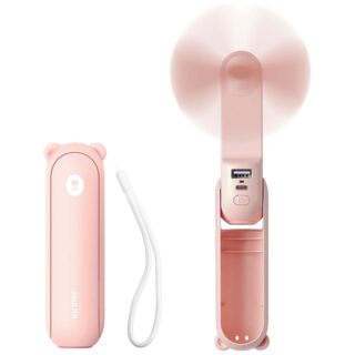 Handheld Mini Fan, 3 IN 1 USB Rechargeable Portable Fan [12-19 Working Hours] with Power Bank, Flashlight, Pocket Design for Travel/Summer/Concerts/Lash, Gifts for Women (Pink)