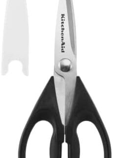 KitchenAid Kitchen Shears – Stainless Steel, Soft Grip, Protective Sheath, 8.72", Black