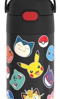 THERMOS FUNTAINER 12oz Kids Water Bottle – Insulated Stainless Steel with Straw, Pokémon Design