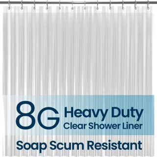 LiBa Clear Shower Curtain – Waterproof PEVA, Non-Toxic, Rust-Proof Grommets, 72x72