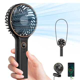 SWEETFULL Handheld Fan – Portable USB Fan with 5000mAh Battery, LED Display & 6 Speeds – Foldable Mini Fan for Travel & Home