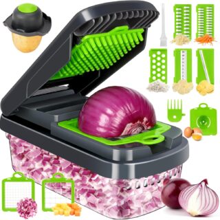 12-in-1 Vegetable Chopper with 7 Blades – Multifunctional Food Cutter with Container