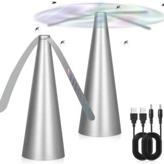 2 Pack Fly Fans for Tables, Portable USB Fly Repellent Fan with Soft Holographic Blades Bug Fan for Outdoor Tables for Outdoor Indoors, Party, Barbecues and Picnics